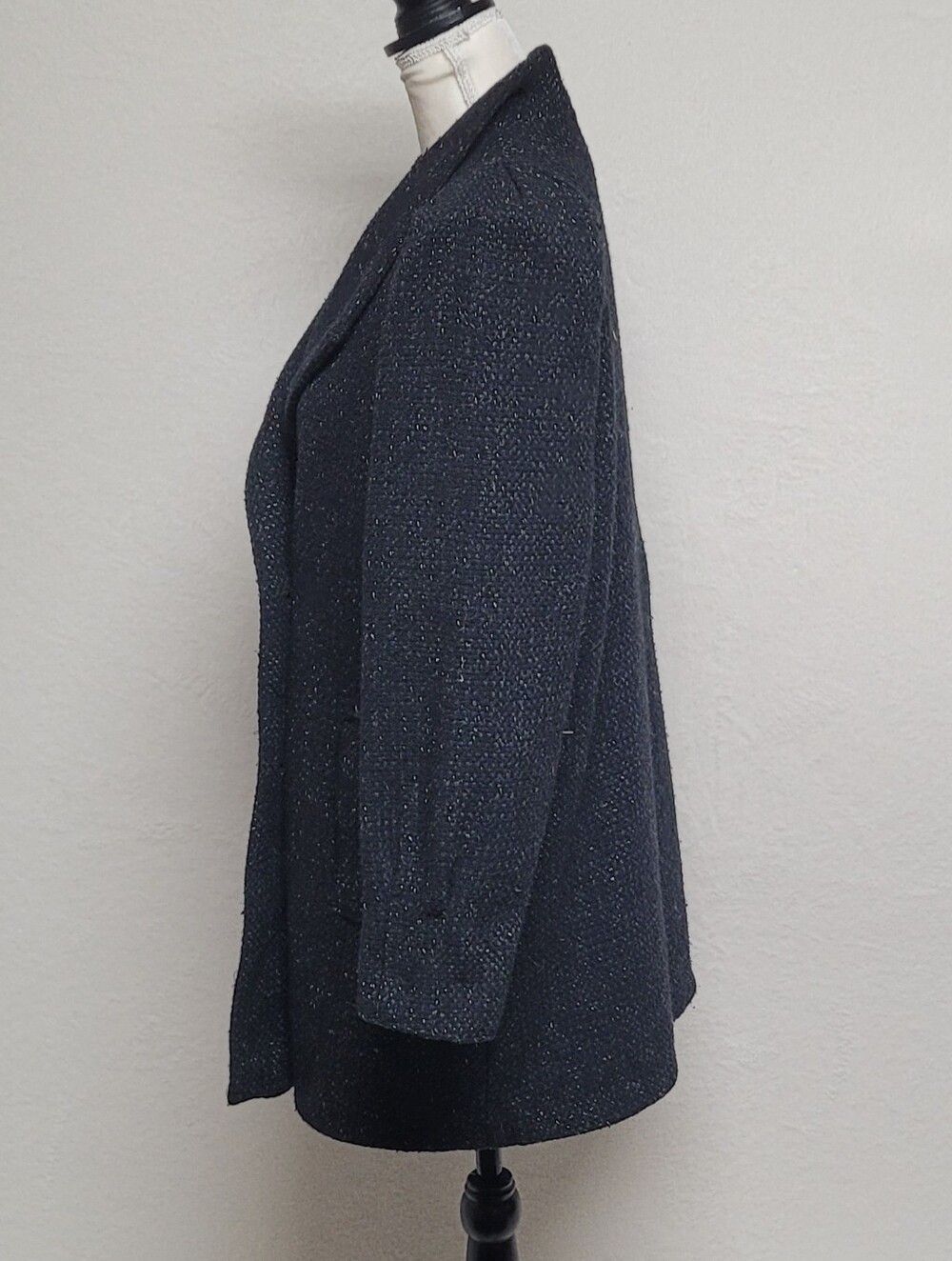 70s Vintage Weatherwise by Micki Black White Speckled Wool Tweed Overcoat 16 - Picture 6 of 14
